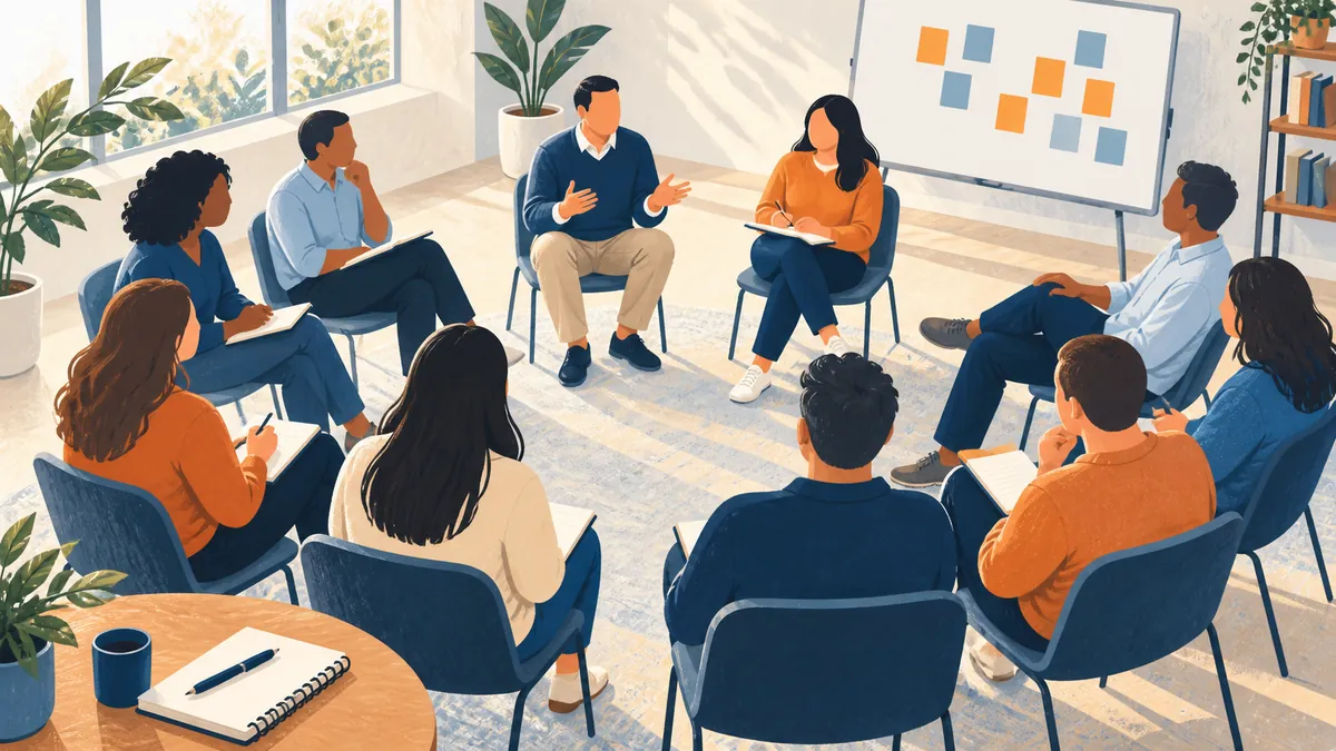 Ilustración de un diálogo sobre necesidades de formación